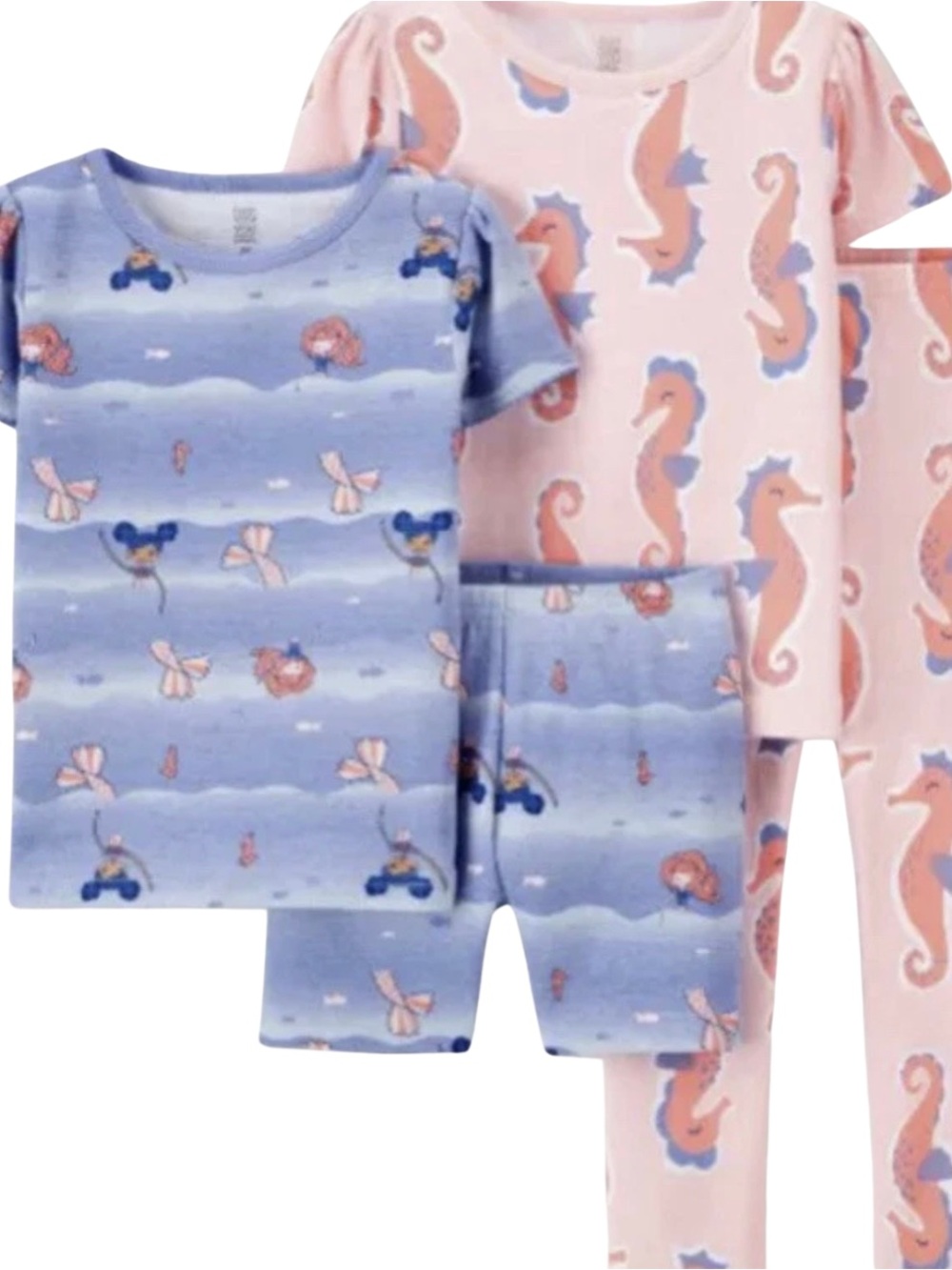 Carter's Two-Piece Seahorse & Ocean PJ Set - Pink & Light Blue NEW